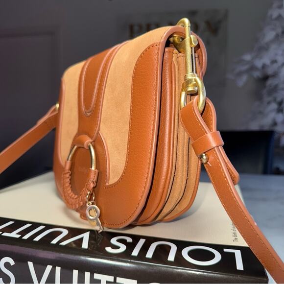 See by Chloé Hana Caramello Leather & Suede Saddle Crossbody Bag - Picture 8 of 15